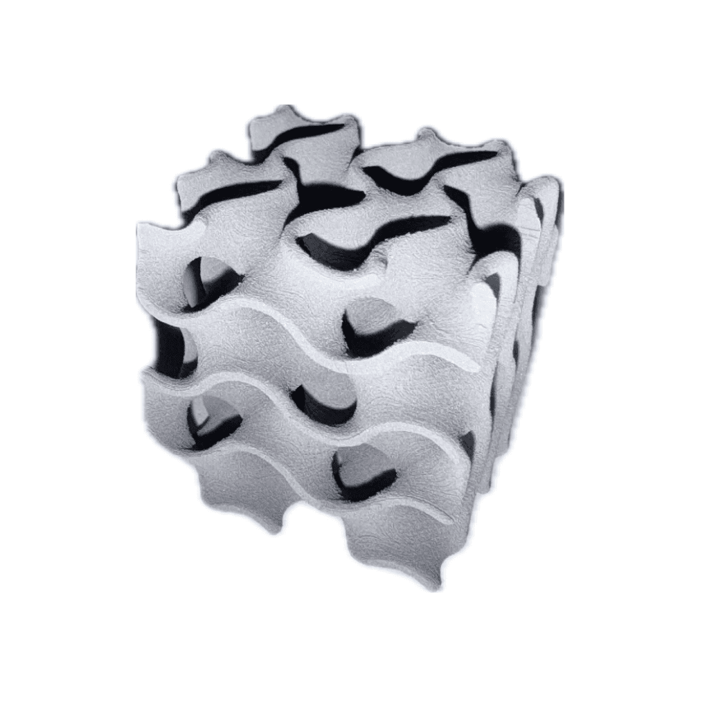 Structure gyroid imprimée en 3D métal en acier inoxydable 316L avec la technologie Binder Jetting d'Addimetal